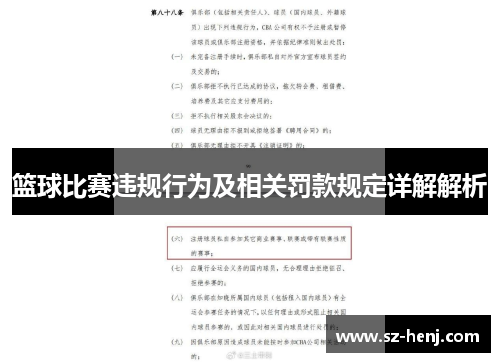 篮球比赛违规行为及相关罚款规定详解解析